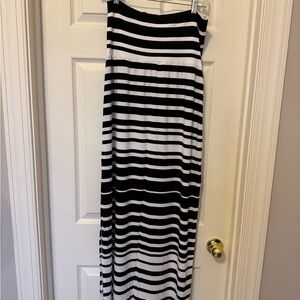 Athleta Black and White Striped Maxi Skirt